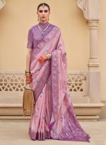 Pv Silk  Baby Pink Wedding Wear Floral Print Saree